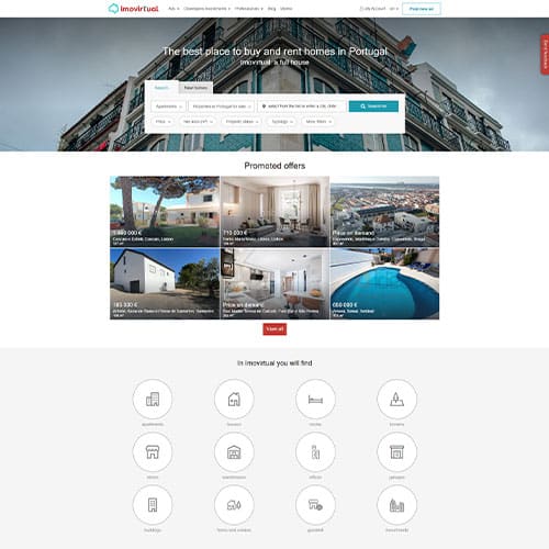 Сайт для поиска недвижимости в Португалии  imovirtual.com
